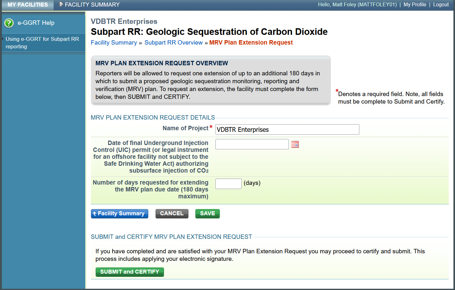 Image of the Subpart RR: Geologic Sequestration of Carbon Dioxide webpage.